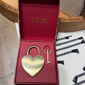 Dior Gold Heart Padlock with Key